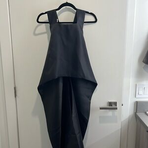 Ink black backless top with train - size small
